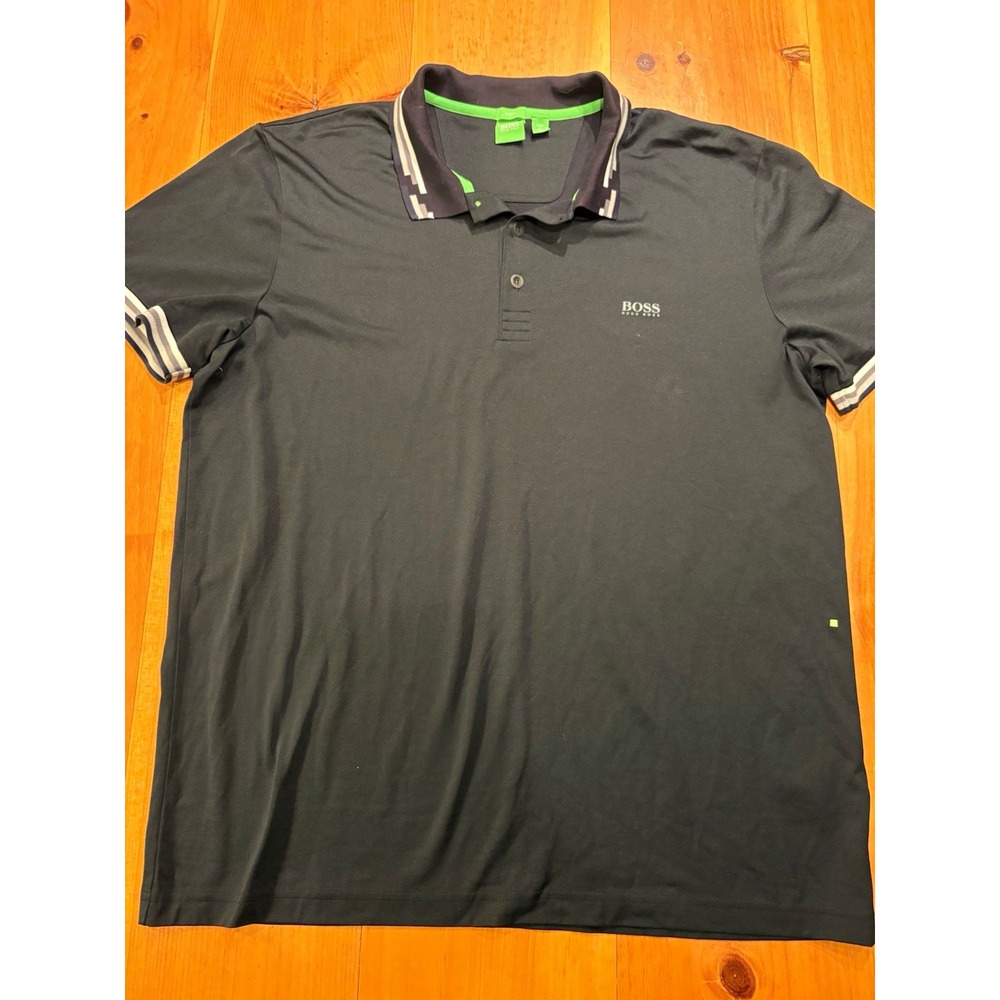 Hugo Boss Green Label Men's XXXL Black Polo Shirt Slim Fit Short Sleeve Philix